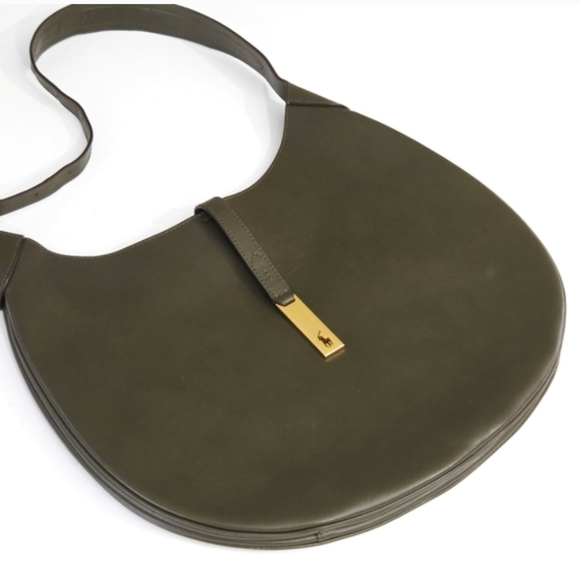 Polo Ralph Lauren Medium ID Bag Olive Green Grain Leather Shoulder Bag - Picture 7 of 12